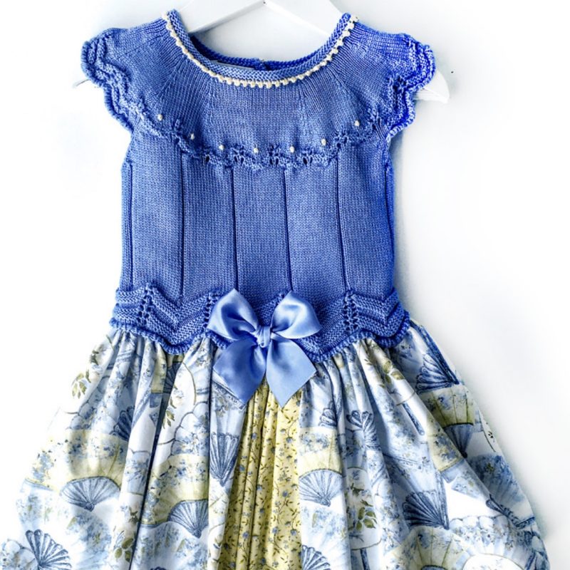 Carmen Taberner Blue & Lemon Girl's Fan Dress
